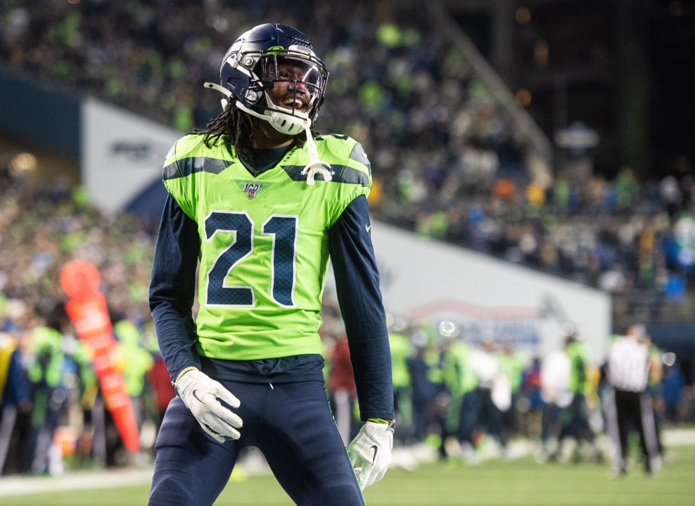 Seattle Seahawks cornerback Tre Flowers (21) on the field during