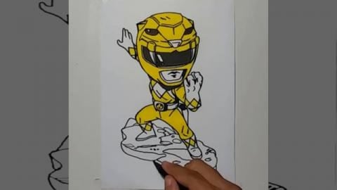 Drawing chibi yellow ranger