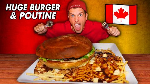 Battling This MONSTER Burger & Poutine Challenge in Canad...