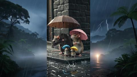 Rat's Family in Heavy Rain 