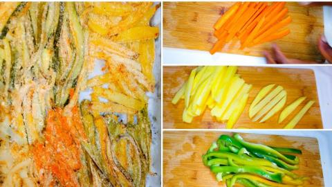 Oven Grilled Crispy Sliced Vegetables, Healthy And Delici...