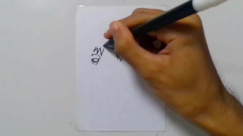 Drawing graffiti zombie doctor with big syringe shorts