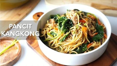 Pancit Kangkong Recipe | Noodles with Water Spinach Recip...