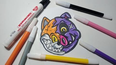 Drawing Graffiti Character Fox and Pig Circle 