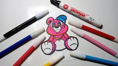 Drawing Pink Teddy Bear Graffiti Character