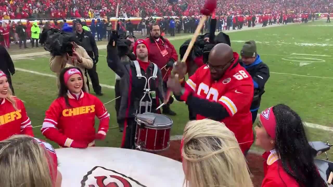 The Chiefs enter the field to the sound of the tomahawk chop. - The New  York Times