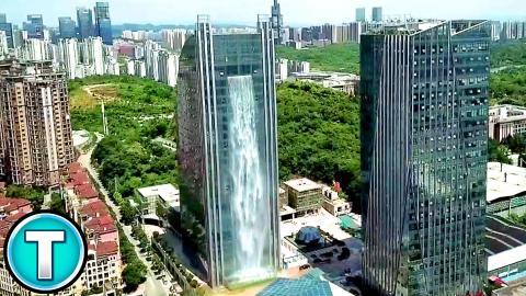 Chinas Waterfall Building  Worlds Tallest Man-Made Waterf...