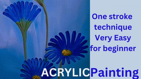 One Stroke Painting Flower Art with Acrylic Paint Very Ea...