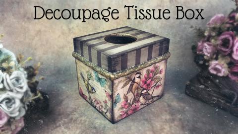 DECOUPAGE TISSUE HOLDER BOX | SIMPLE DECOUPAGE ON WOOD