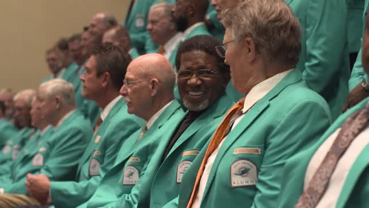 Tim Foley and Hubert Ginn, members of Dolphins undefeated 1972