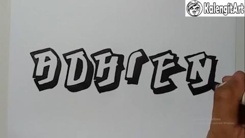 Drawing grafiti name adhren