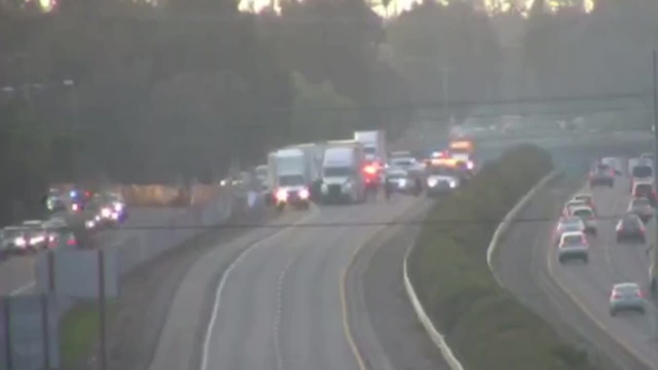 Traffic conditions on Highway 99 near Galt CA after fatal truck crash