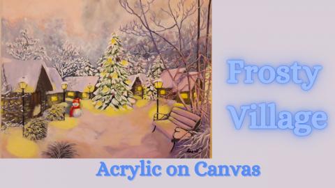 How to paint Frosty Village Night Time Scene