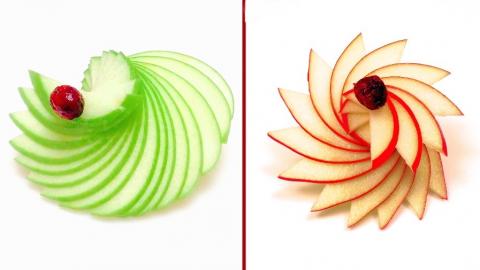 2 Easy Apple Garnishes in 1 Minute