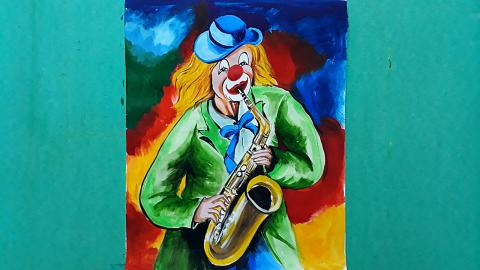 Clown Playing Saxophone | Sumana's Artwork