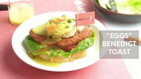 Luncheon Meat Eggs Benedict Toast ( Plant-based)