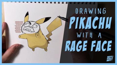 Drawing Pikachu with a Rage Face using Copic Markers