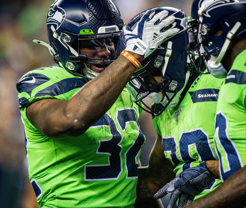 Seattle Seahawks' Chris Carson practices, likely a go for Monday's game  against the Philadelphia Eagles 