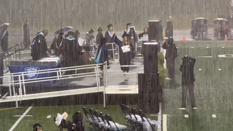 Cyclone Graduation High school graduation goes on despite pouring rain | AccuWeather