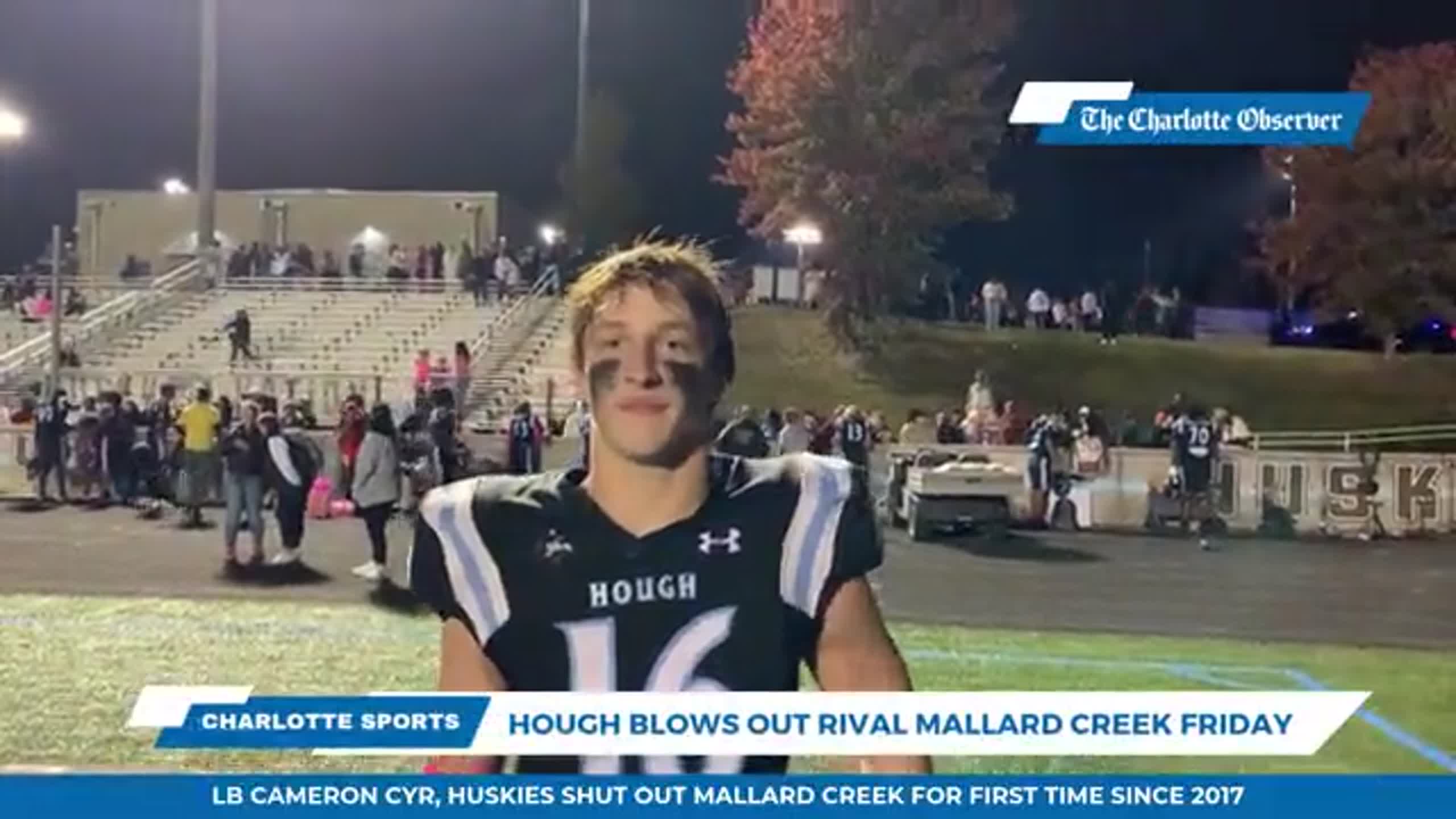 WATCH Hough LB Cameron Cyr talks Mallard Creek win Charlotte Observer