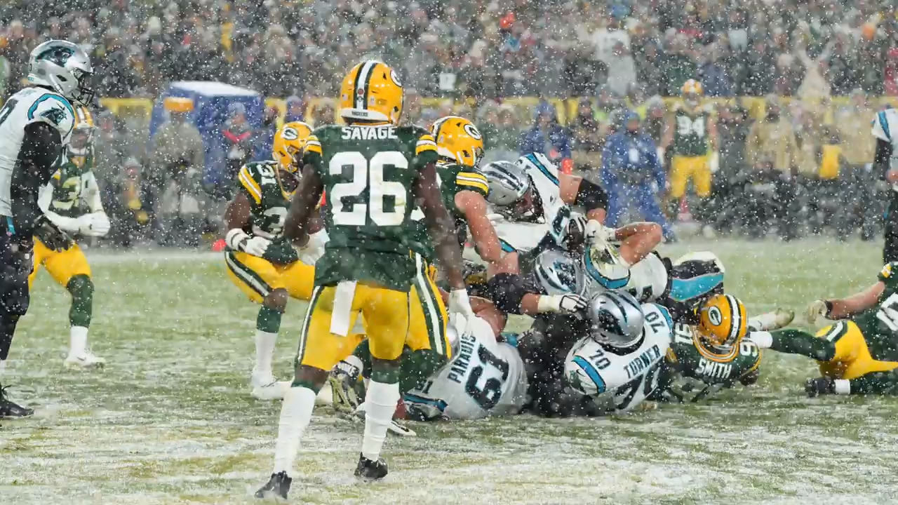 McCaffrey stopped just shy of end zone, Packers beat Panthers in snow 24-16