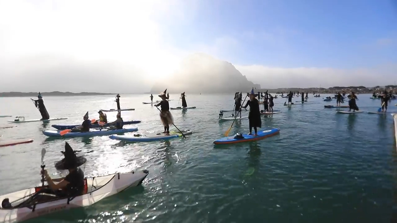 Watch witches paddle in Morro Bay CA for Halloween San Luis Obispo