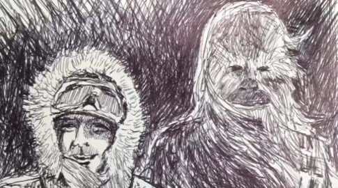 Sketchbook Time lapse : Han Solo and Chewbacca - pen and ...