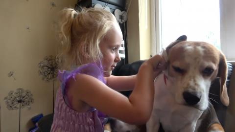 When You Ask Child to Clean her Dog's Ears