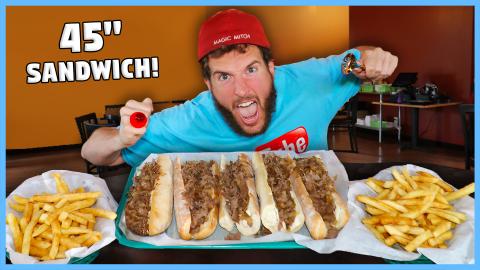 EPIC 45" Philly Cheesesteak Sandwich Challenge (vs Randy ...