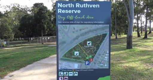 Exploring dog park at Blue Mountain