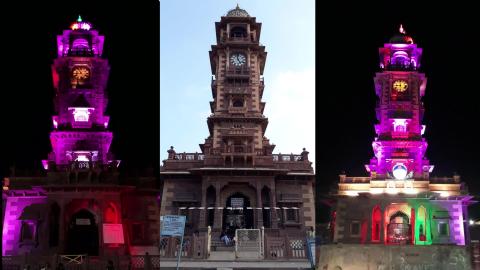 Walking Across Busy Ghanta Ghar / Clock Tower Market, Jod...