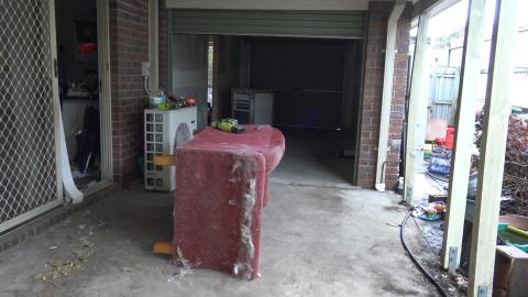 Time to strip down, well the couch so it can be thrown ou...