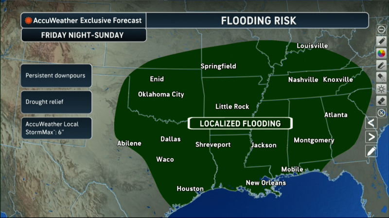 Drenching rain targets the South