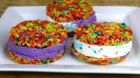 Fruity Pebbles Ice Cream Sandwiches
