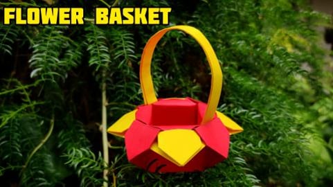 Origami Flower Basket | Origami tutorial | Paper craft
