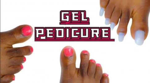 Pink Easy Pedicure Using Press-On Nails