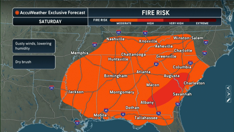 Temperatures drop and fire danger rises in the Southeast | AccuWeather