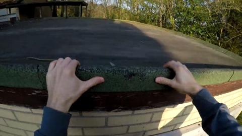 POV ABANDONED SCHOOL CLIMB