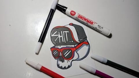 drawing Graffiti Character Skull And Glasses