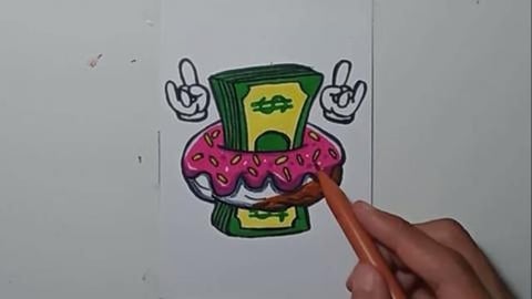Drawing Grafity Character DONUT & CASH