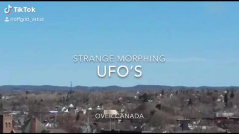 Strange UFOs morph into one large Spaceship then vanish i...