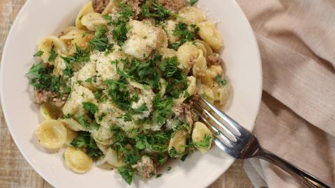 Orecchiette with Italian Sausage and Apples