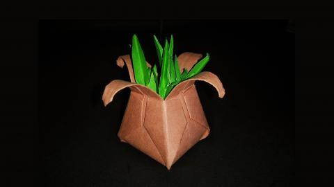 FLORAL POT | ORIGAMI POT | Origami tutorial 
