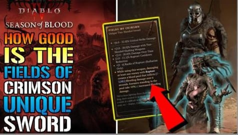 Diablo 4: "Fields Of Crimson" Unique Sword Is Awesome! Ho...