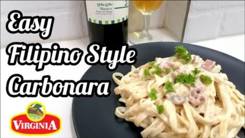 FILIPINO STYLE CARBONARA featuring VIRGINIA PEAR SHAPED H...