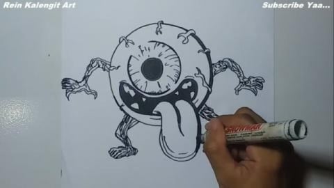 Drawing Graffiti eyeball character