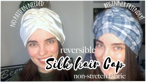 Reversible Ruffled Satin Cap out of non-stretch Fabric - ...