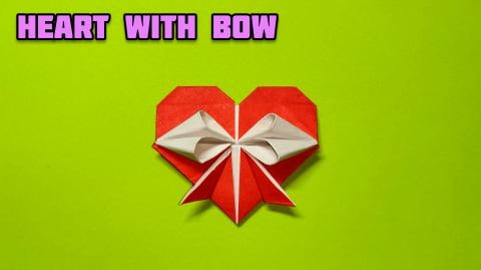 Origami Heart With Bow | Heart craft | Origami tutorial |...