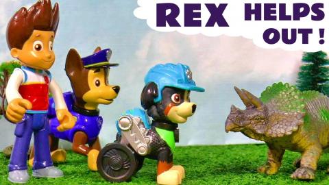 Paw Patrol Rex helps the pups with a Spooky Dinosaur Myst...