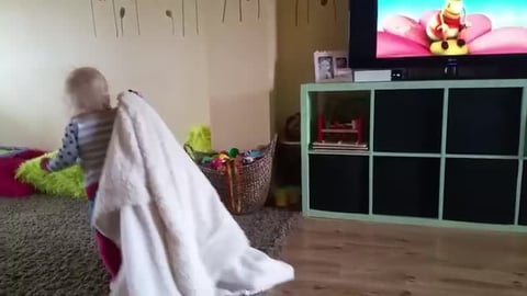 Dog Tucks Baby Laura in Blanket and She Returns Favor
